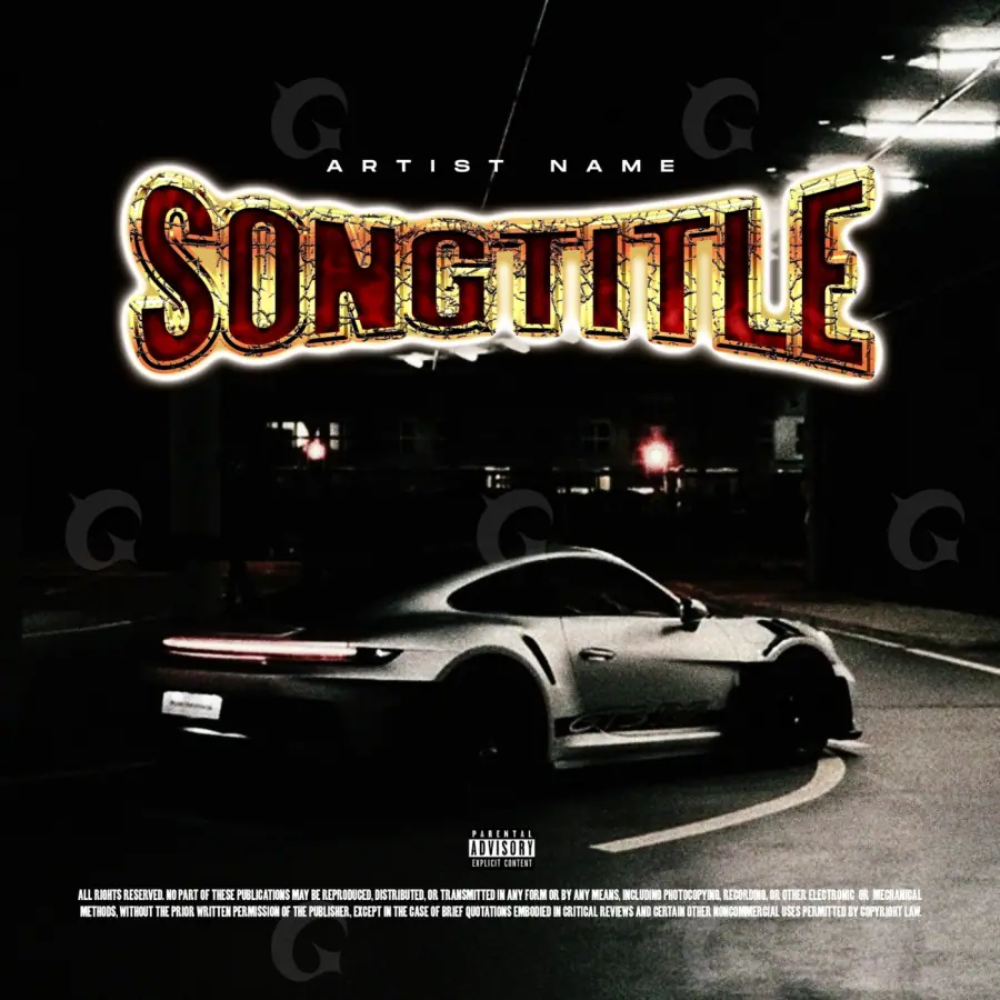 Music cover artwork “Black Car”: car and neon, black and white tones