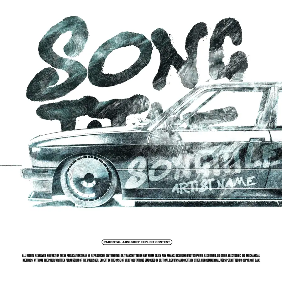 Music cover artwork “Black Car”: car, black and white tones