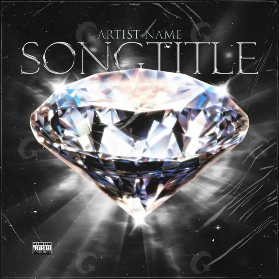 Premade cover art “Black Diamond”: diamond, black and white tones