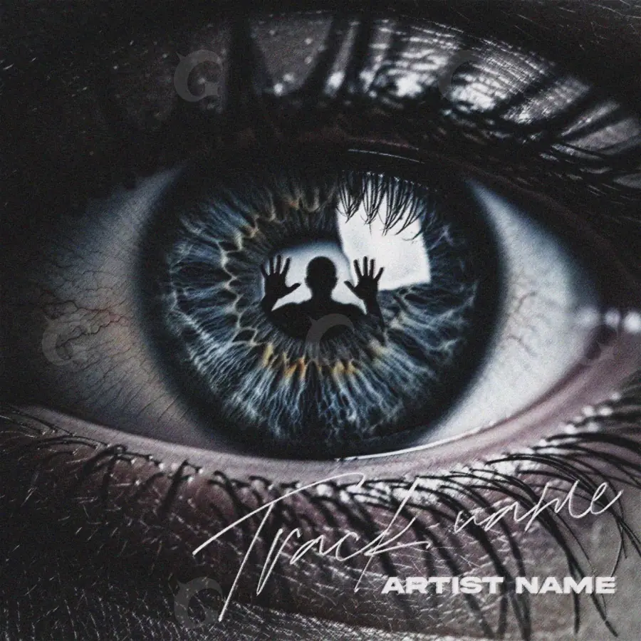 Portada prediseñada «Black Eyes»: ojos y mano; color blanco y negro