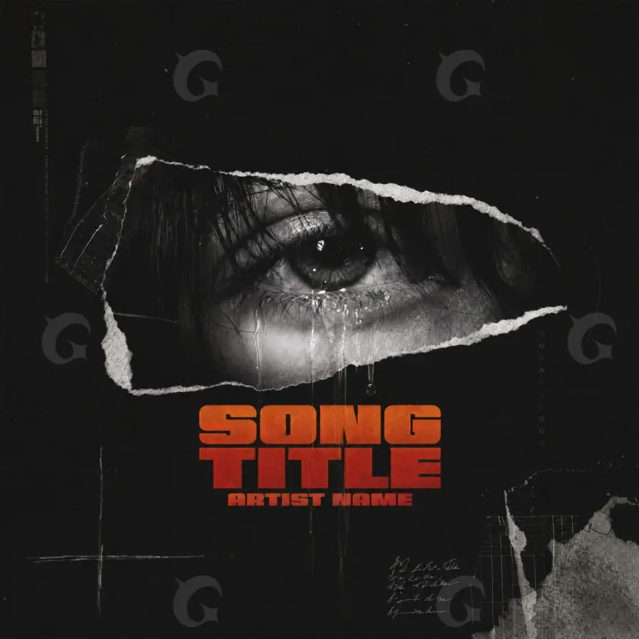 Music cover artwork “Black Face”: face and eyes, black and white tones
