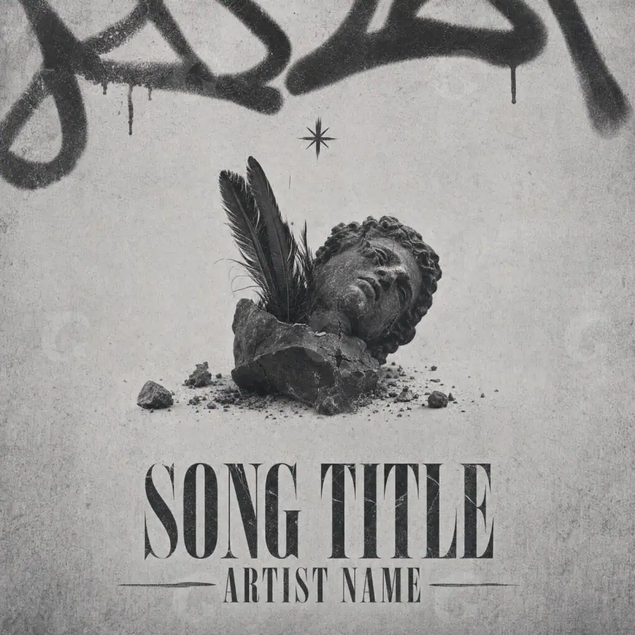 Premade cover art “Black Face”: face and star, black and white tones
