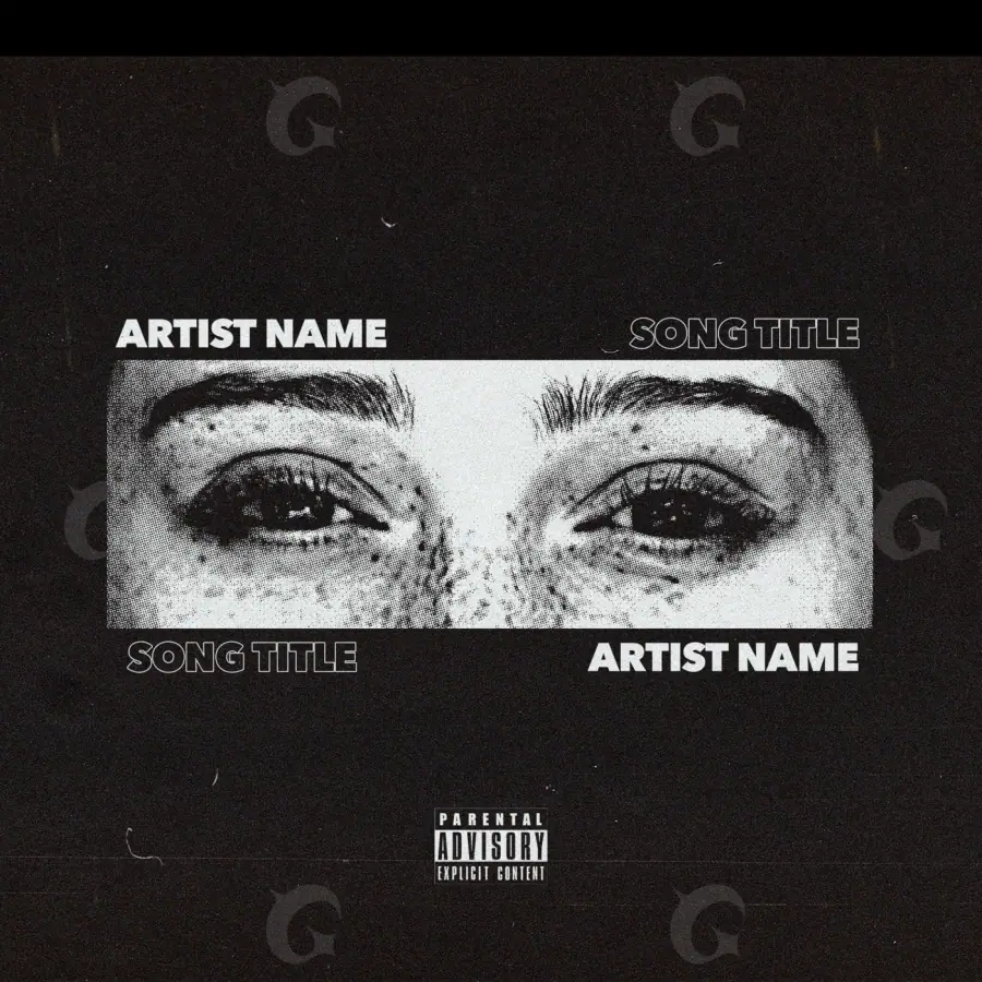 Music cover artwork “Black Face”: face and eyes, black and white tones