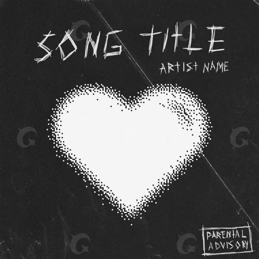 Arte de portada musical «Black Heart»: corazón; color blanco y negro