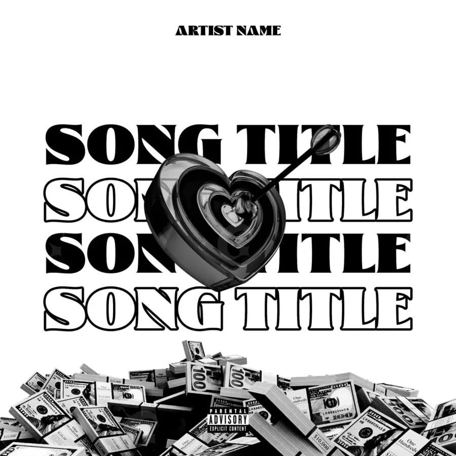 Premade cover art “Black Heart”: heart, black and white tones