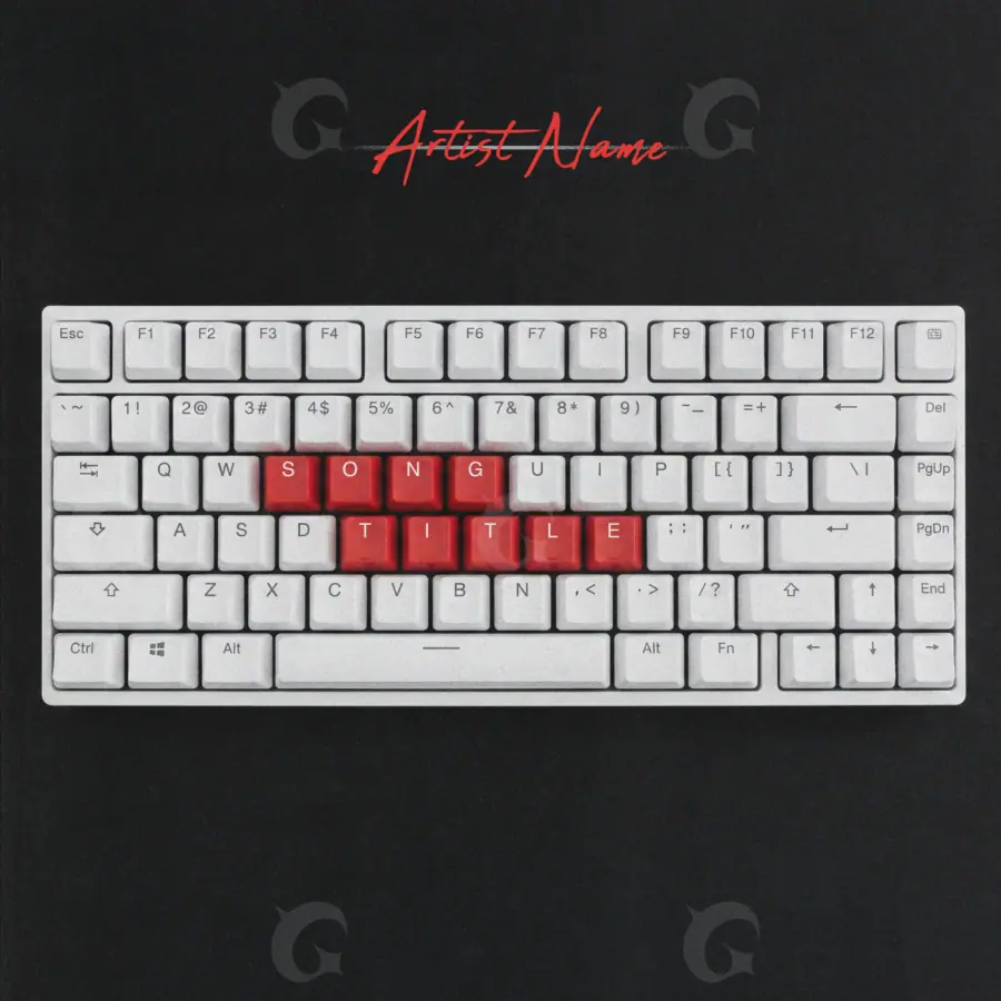 Album cover art “Black Keyboard”: keyboard, black and white tones