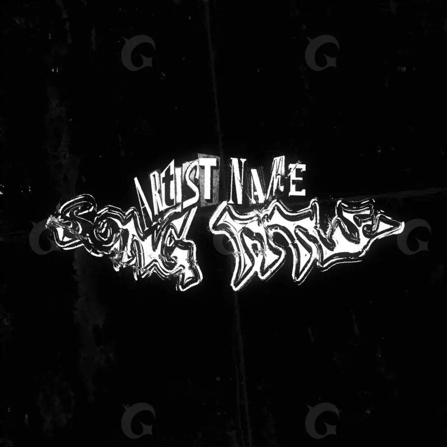 Готовая обложка для трека «Black Lettering»: типографика; палитра — чёрно-белая