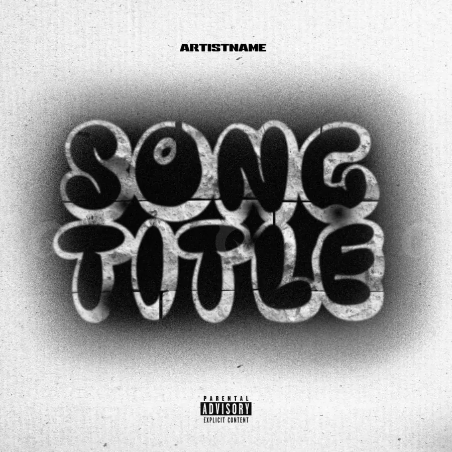 Portada para canción «Black Lettering»: tipografía y abstracción; color blanco y negro