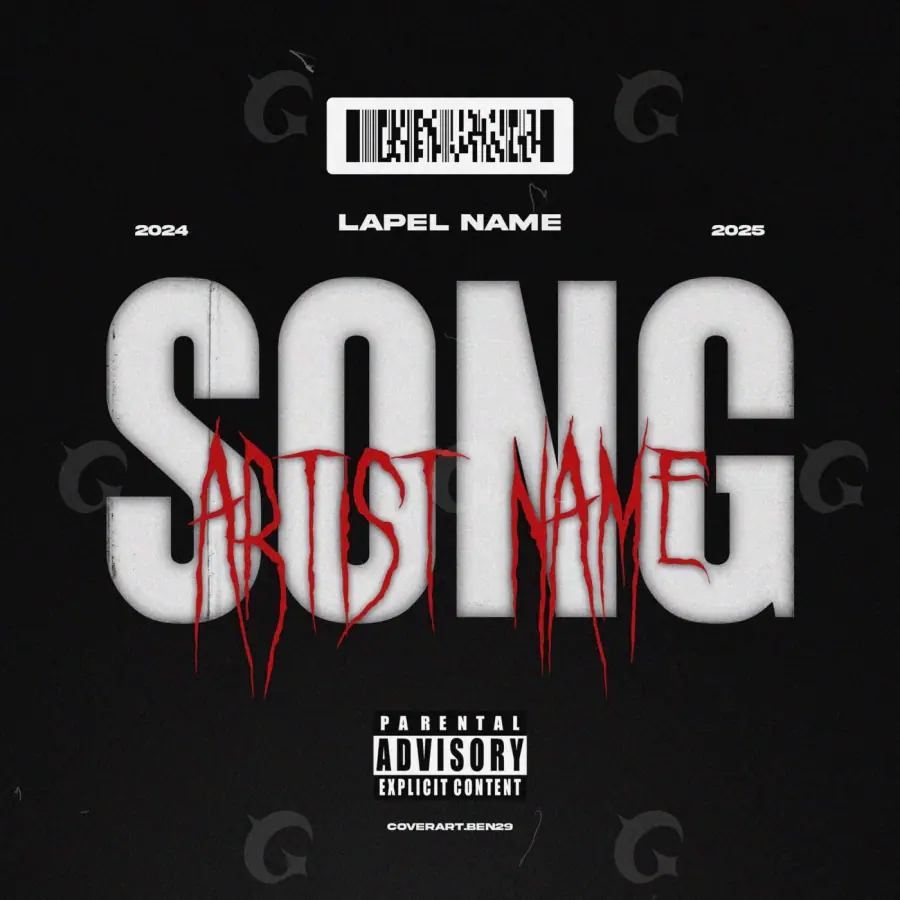 Arte de portada musical «Black Lettering»: tipografía; color blanco y negro