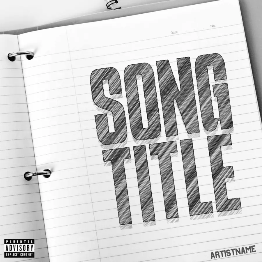 Arte de portada musical «Black Lettering»: tipografía; color blanco y negro