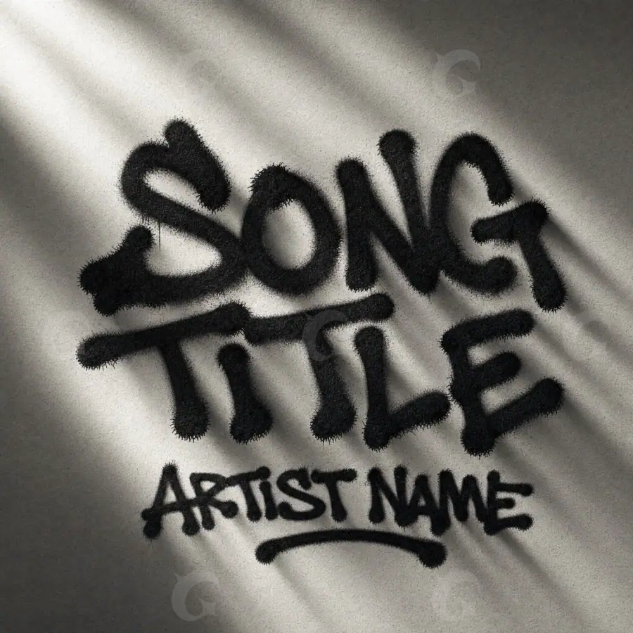 Arte de portada musical «Black Lettering»: tipografía; color blanco y negro