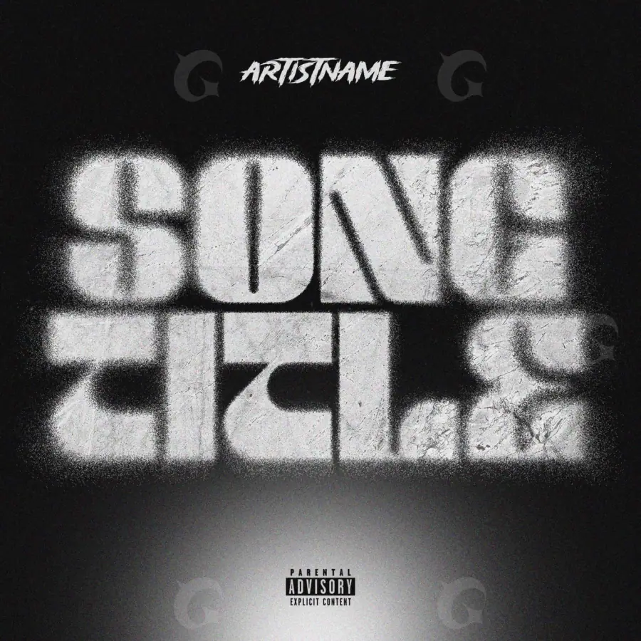 Arte de portada musical «Black Lettering»: tipografía; color blanco y negro