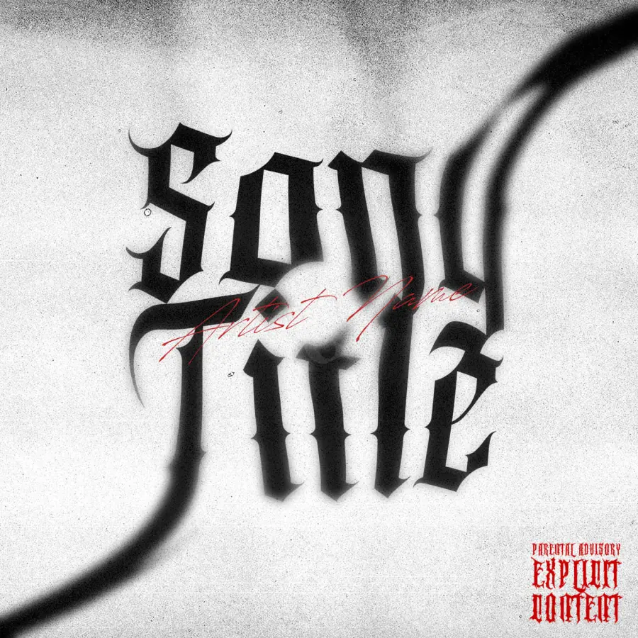 Portada para canción «Black Lettering»: tipografía; color blanco y negro