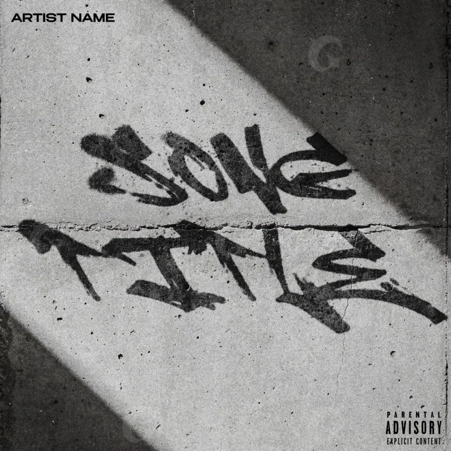 Arte de portada musical «Black Lettering»: tipografía; color blanco y negro