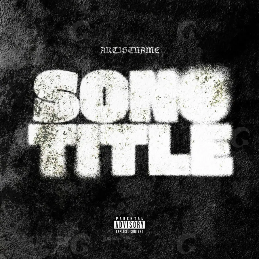 Arte de portada musical «Black Lettering»: tipografía; color blanco y negro