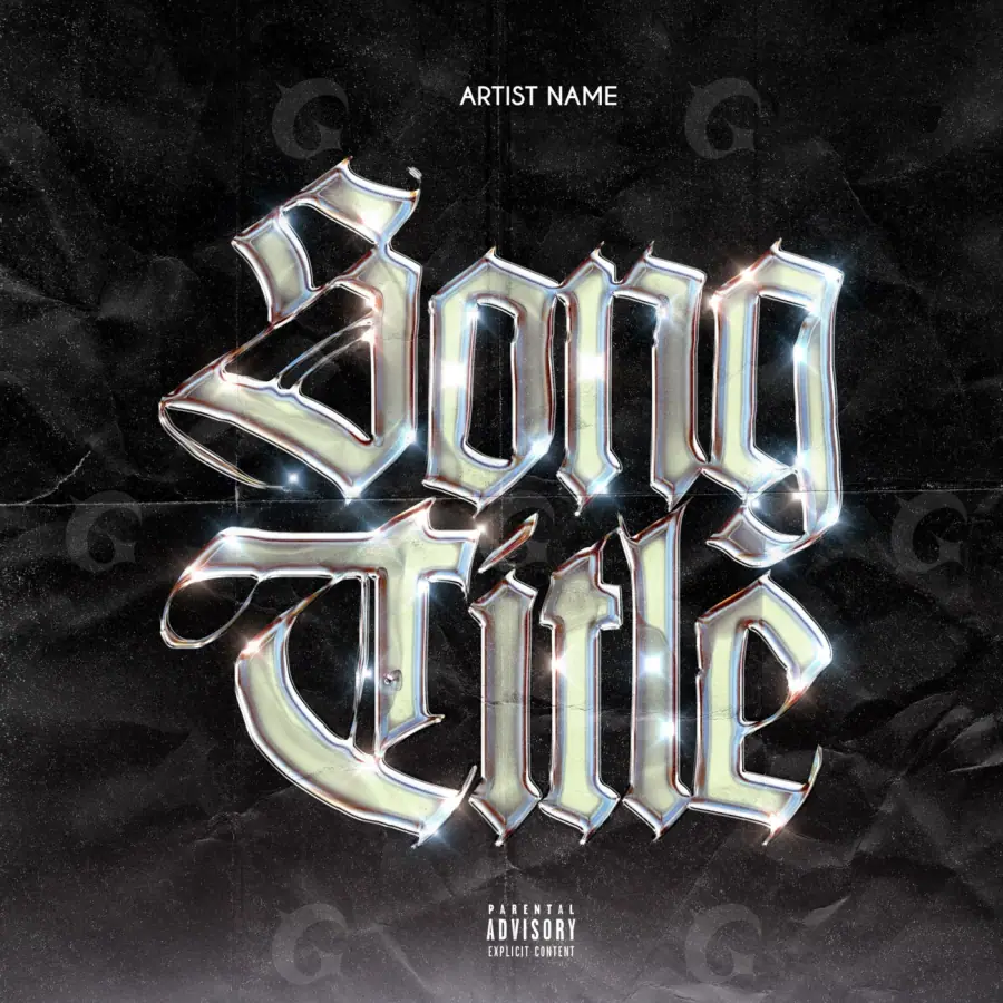 Album cover art “Black Lettering”: lettering, black and white tones