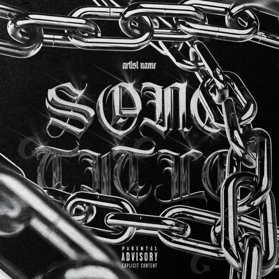 Готовая обложка для трека «Black Metal»: металл и трубы; палитра — чёрно-белая