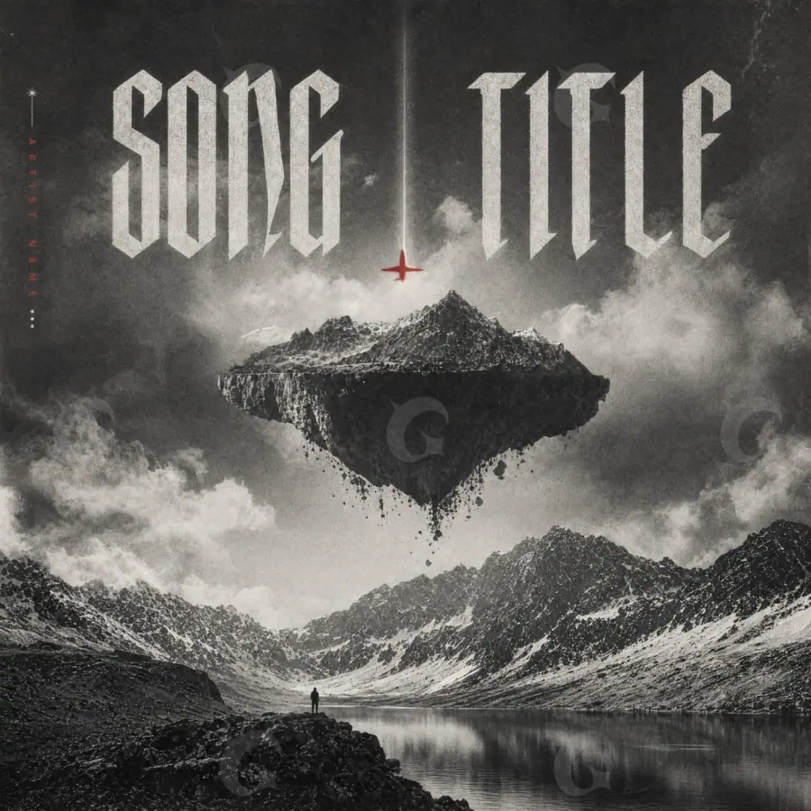 Album cover art “Black Mountain”: mountain and cloud, black and white tones