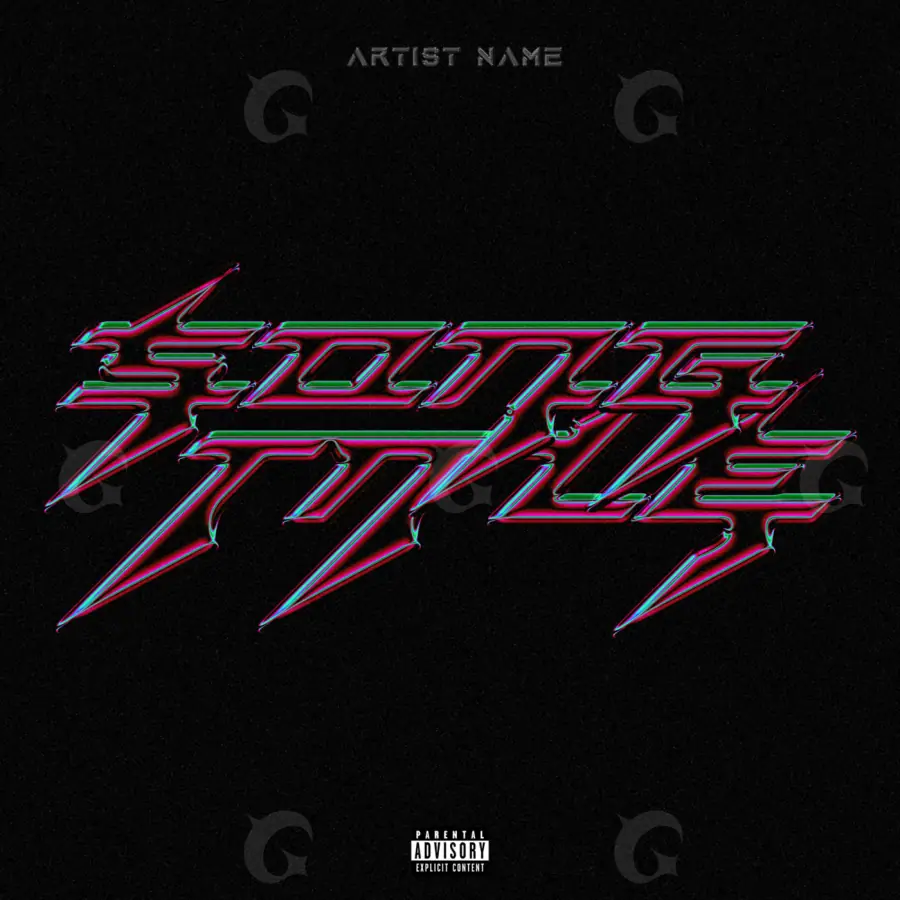 Arte de portada musical «Black Neon»: neón y rayo; color blanco y negro