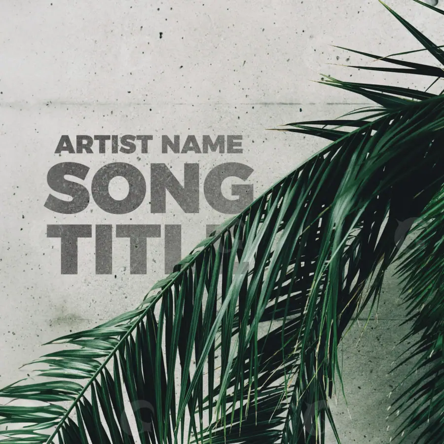 Arte de portada musical «Black Palm»: palmera y árbol; color blanco y negro