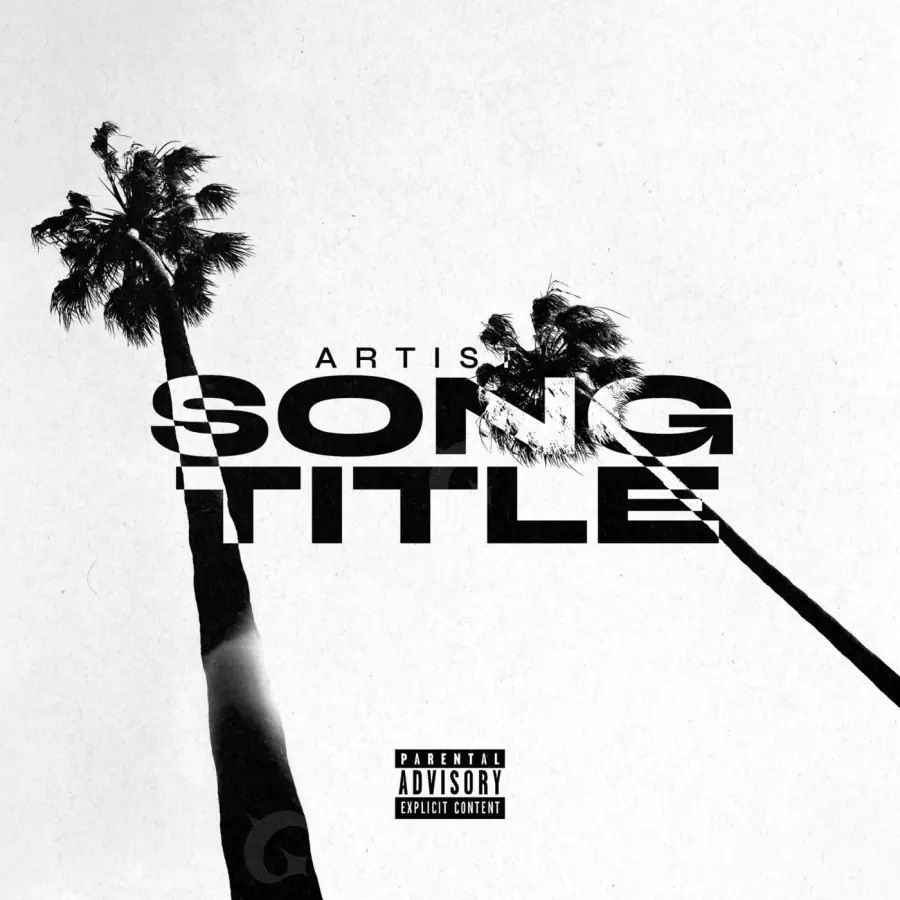 Premade cover art “Black Palm”: palm and tree, black and white tones