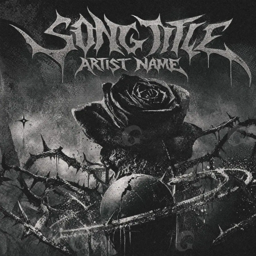 Music cover artwork “Black Rose”: rose, black and white tones