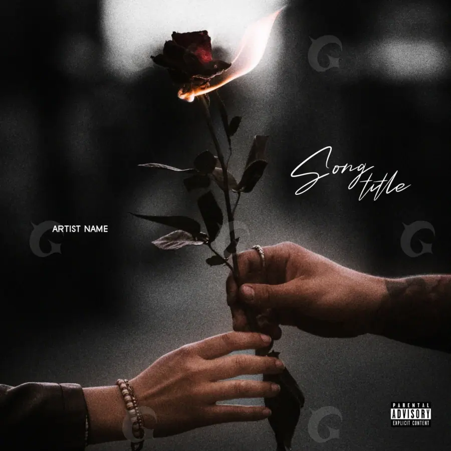 Music cover artwork “Black Rose”: rose and hand, black and white tones