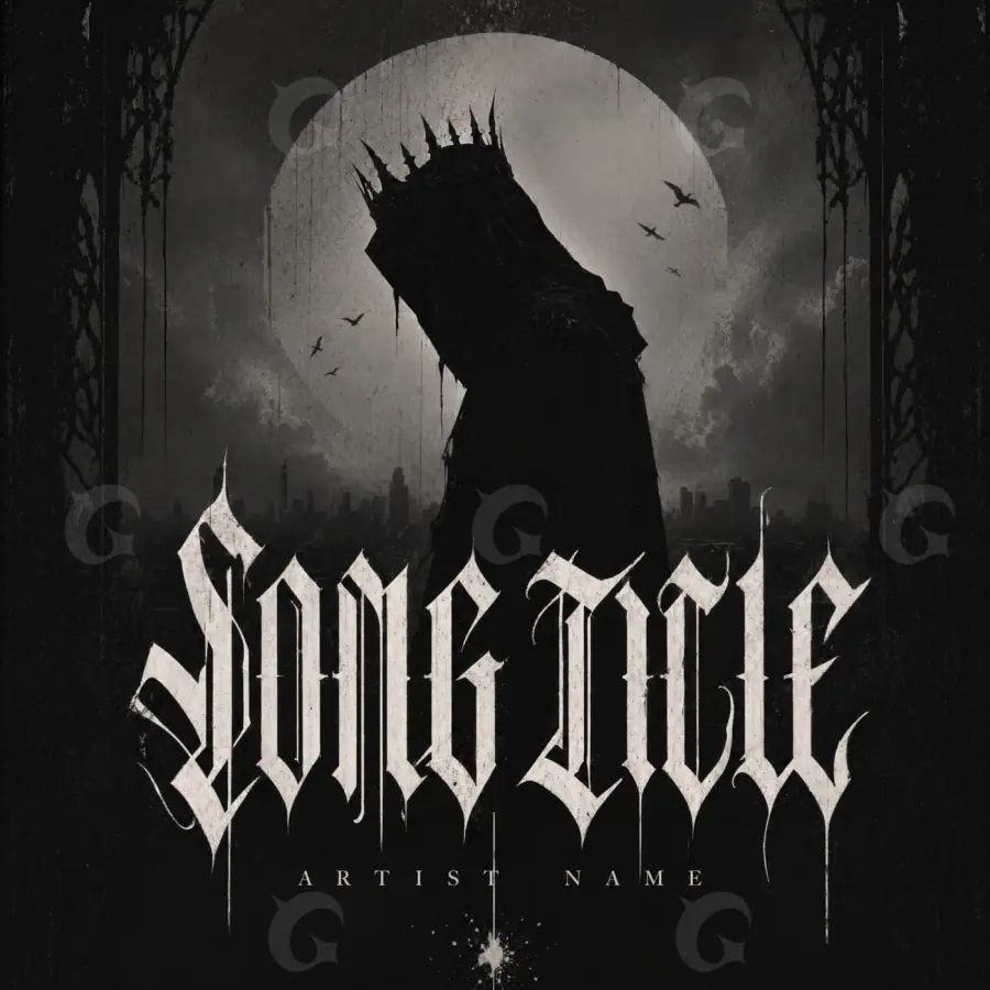 Обложка для альбома «Black Silhouette»: силуэт и корона; палитра — чёрно-белая
