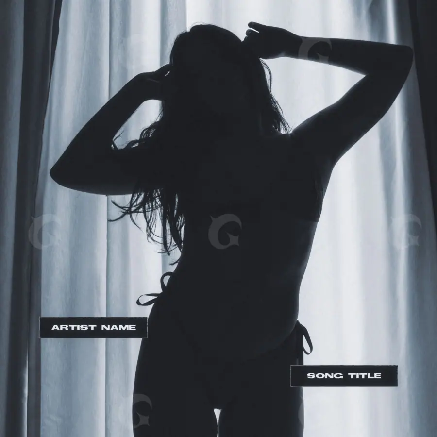 Arte de portada musical «Black Silhouette»: silueta y mujer; color blanco y negro
