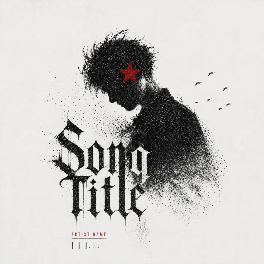Premade cover art “Black Silhouette”: silhouette and star, black and white tones