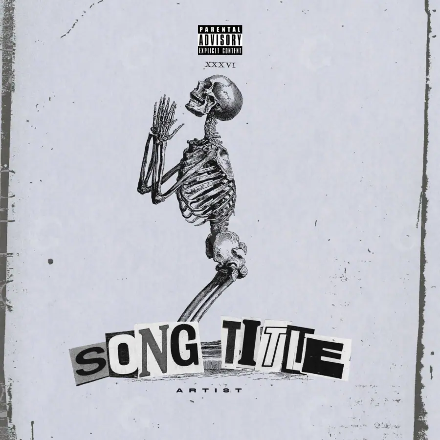 Portada prediseñada «Black Skeleton»: esqueleto; color blanco y negro