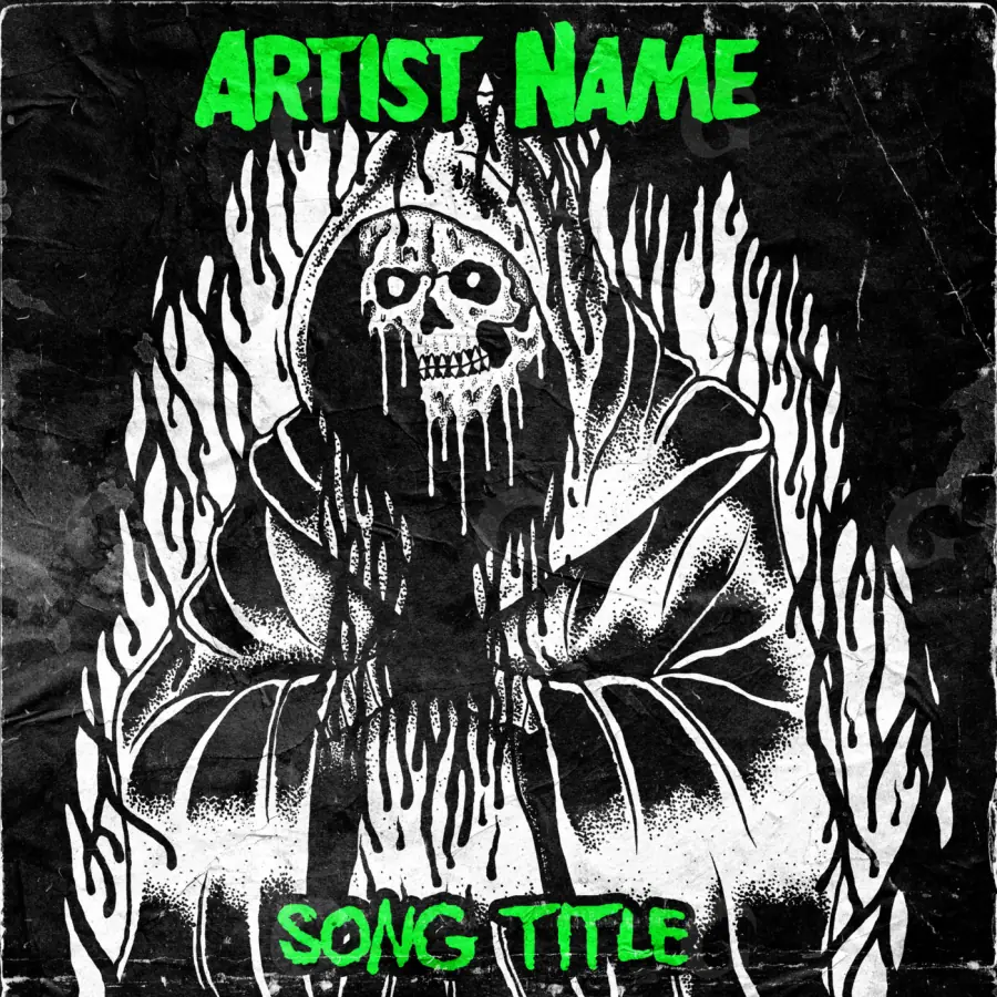 Album cover art “Black Skeleton”: skeleton, black and white tones