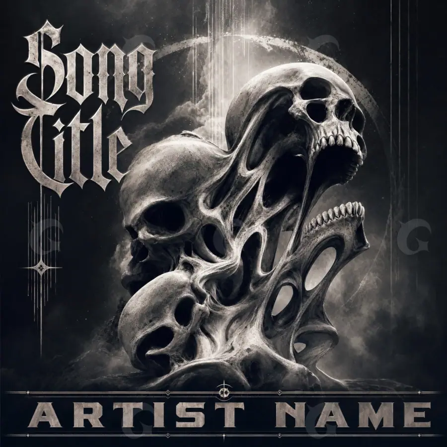 Premade cover art “Black Skull”: skull and circle, black and white tones