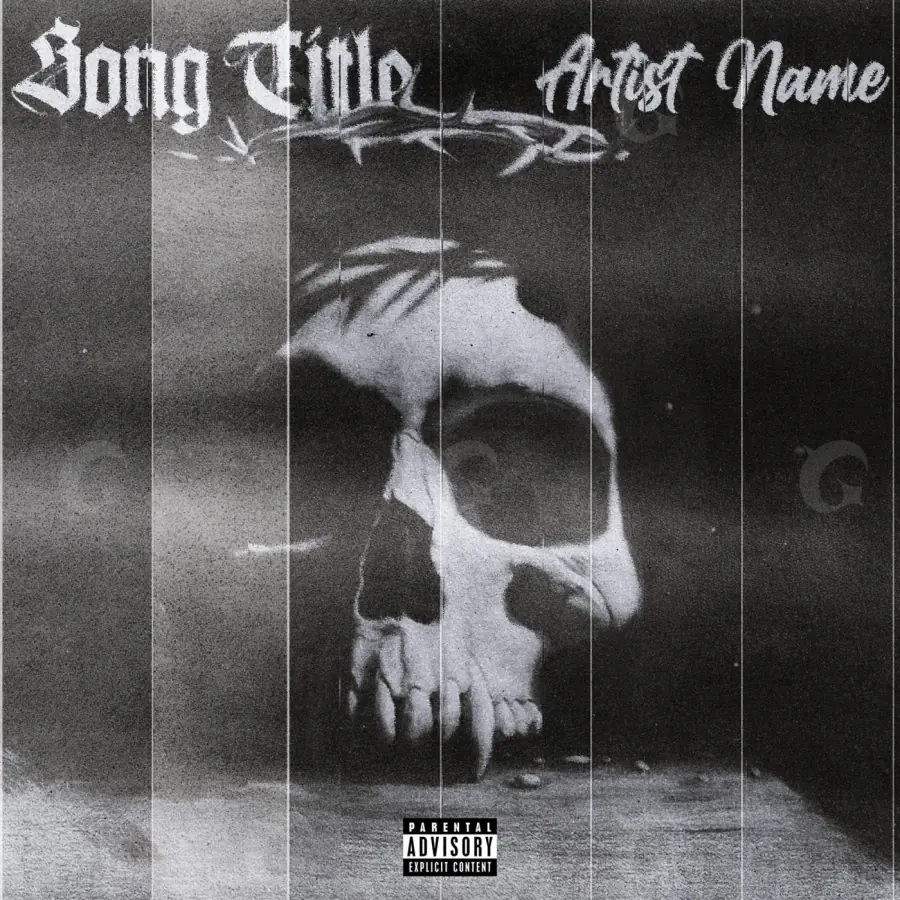 Portada para canción «Black Skull»: calavera; color blanco y negro