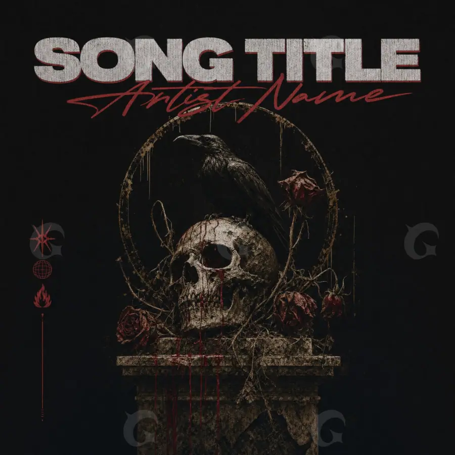 Premade cover art “Black Skull”: skull and rose, black and white tones