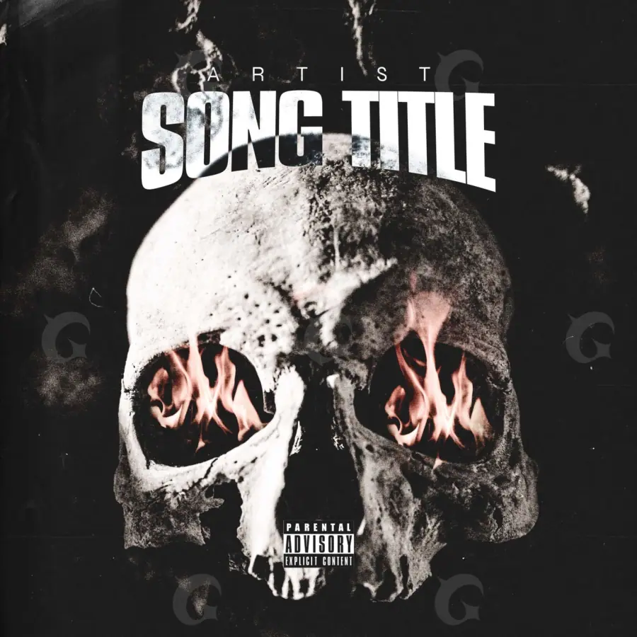 Arte de portada musical «Black Skull»: calavera; color blanco y negro