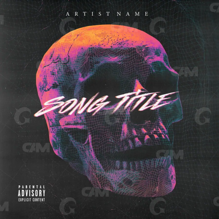Album cover art “Black Skull”: skull, black and white tones