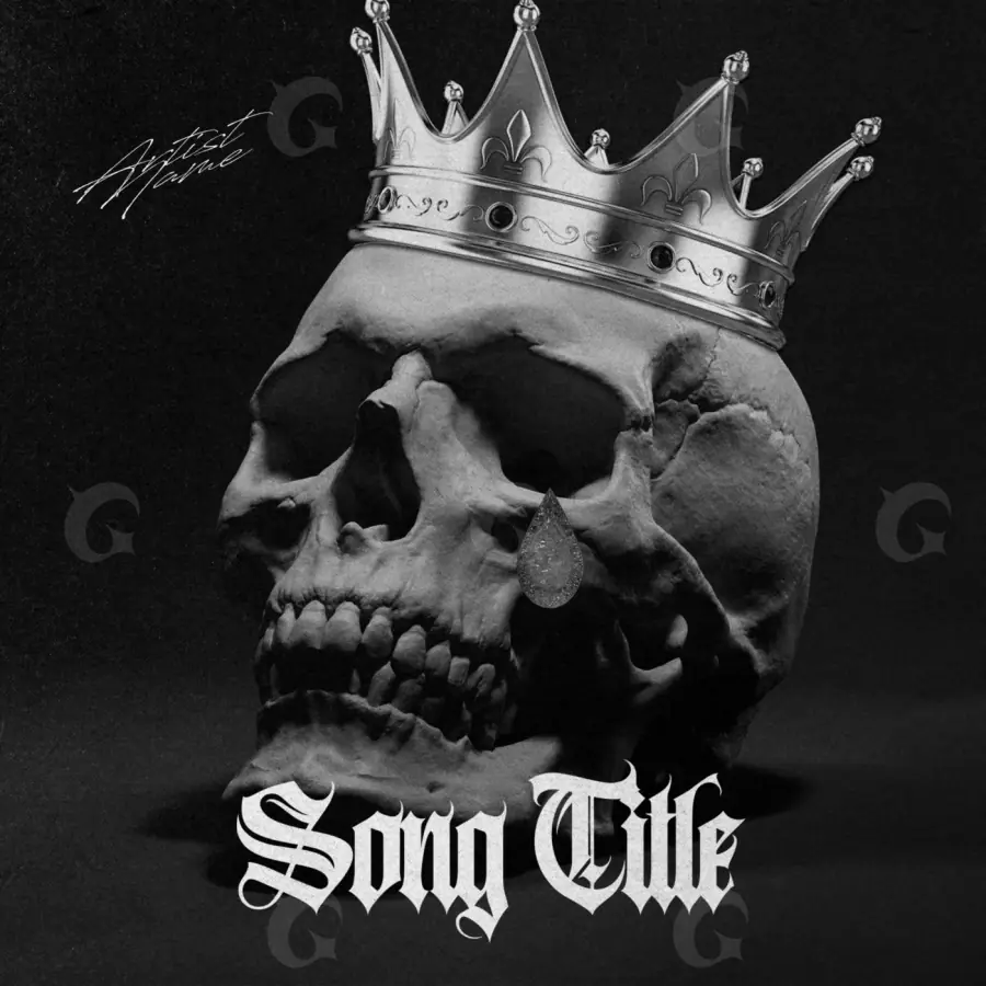 Portada prediseñada «Black Skull»: calavera y corona; color blanco y negro