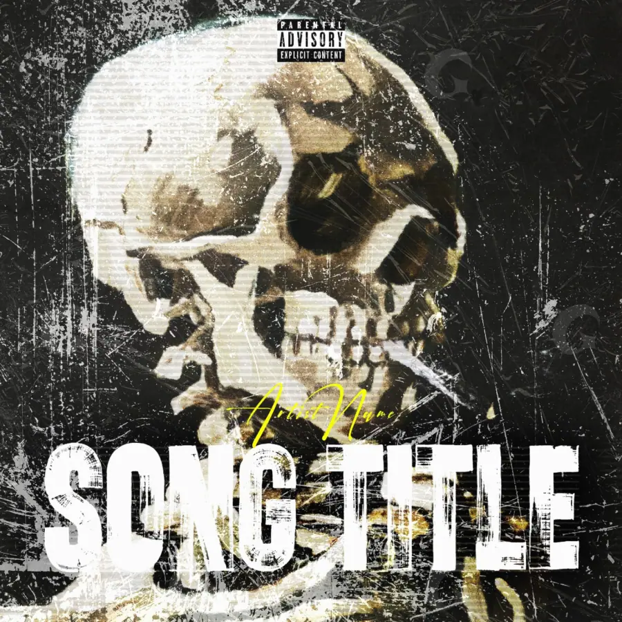 Premade cover art “Black Skull”: skull, black and white tones