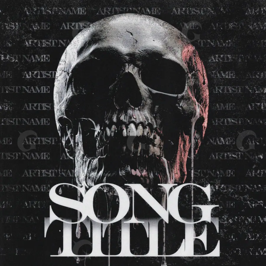 Album cover art “Black Skull”: skull, black and white tones