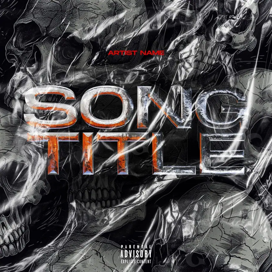 Album cover art “Black Skull”: skull, black and white tones