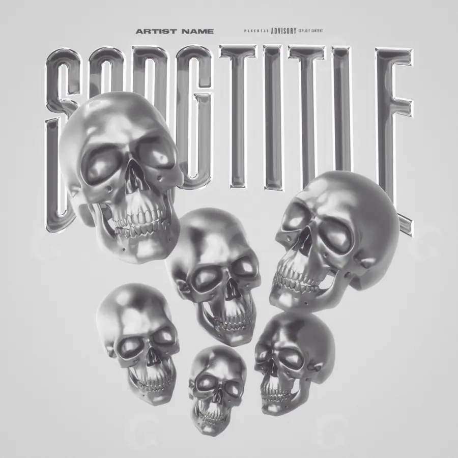 Album cover art “Black Skull”: skull and eyes, black and white tones