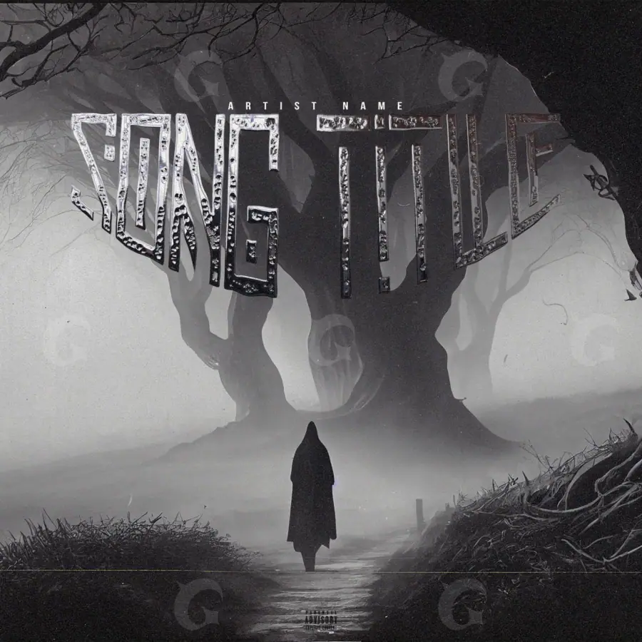Arte de portada musical «Black Tree»: árbol; color blanco y negro