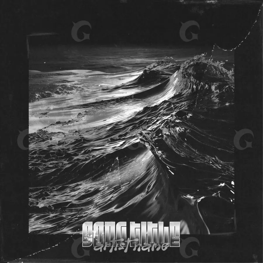 Готовая обложка для трека «Black Wave»: волна; палитра — чёрно-белая