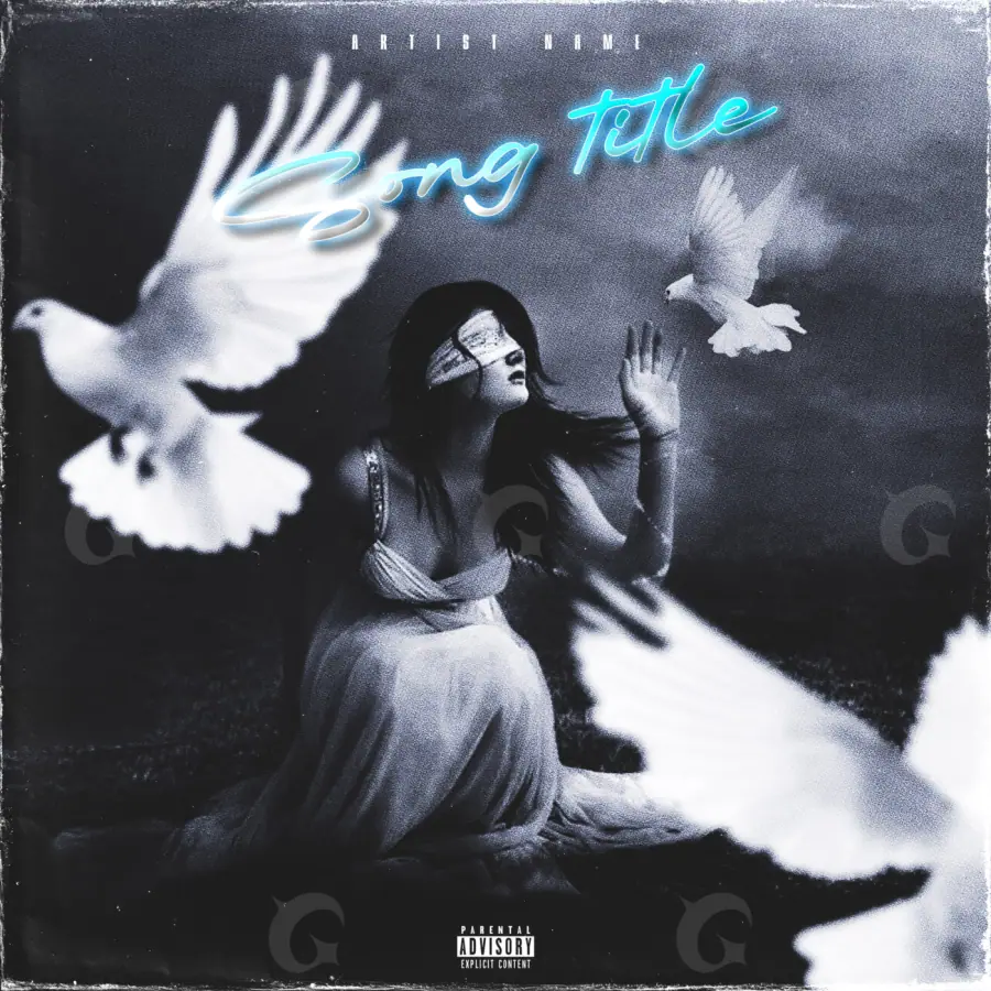 Portada para canción «Black Woman»: mujer y ave; color blanco y negro