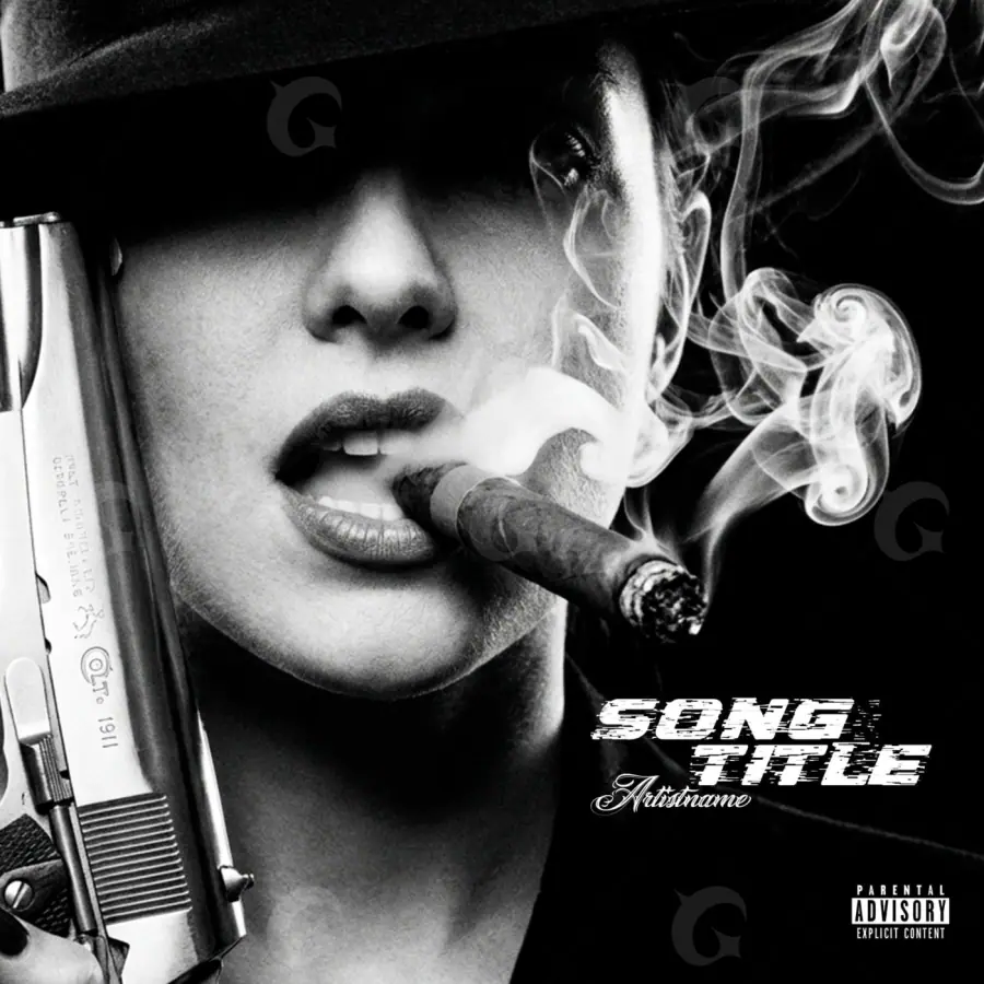 Premade cover art “Black Woman”: woman and smoke, black and white tones