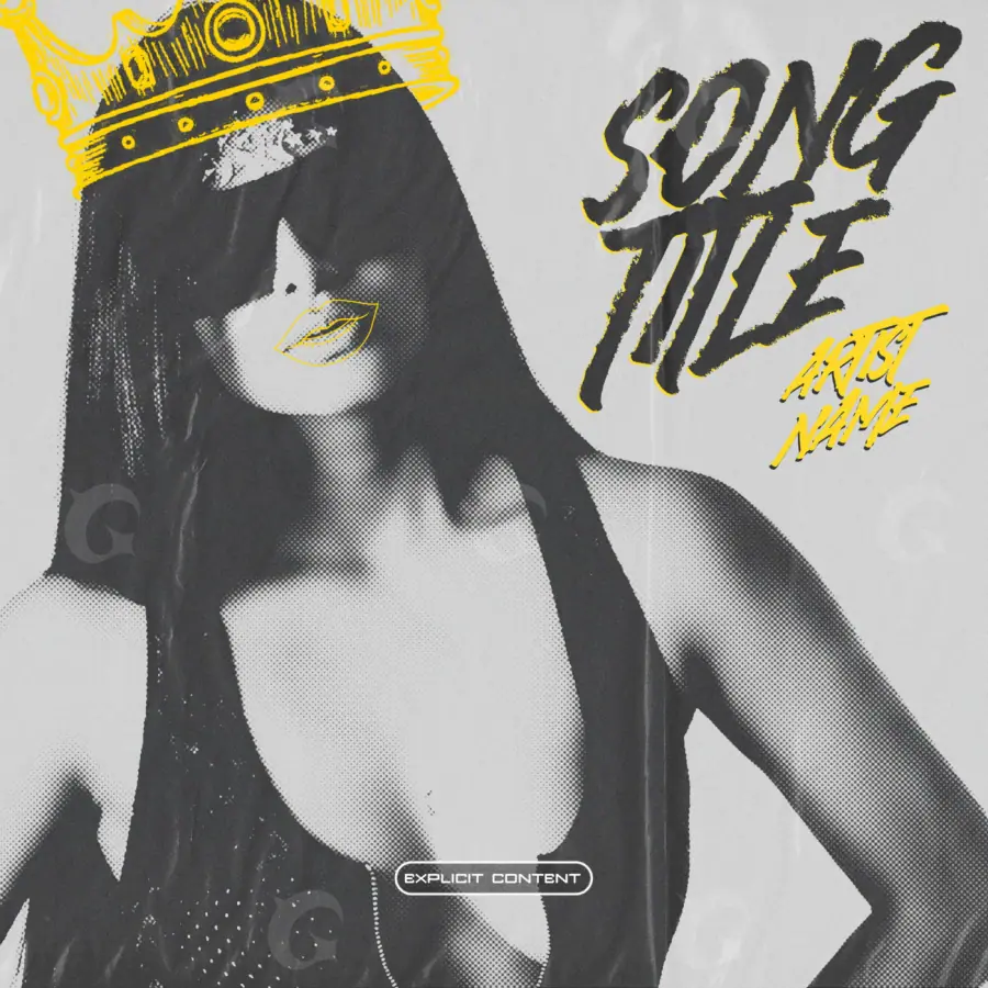 Album cover art “Black Woman”: woman and crown, black and white tones