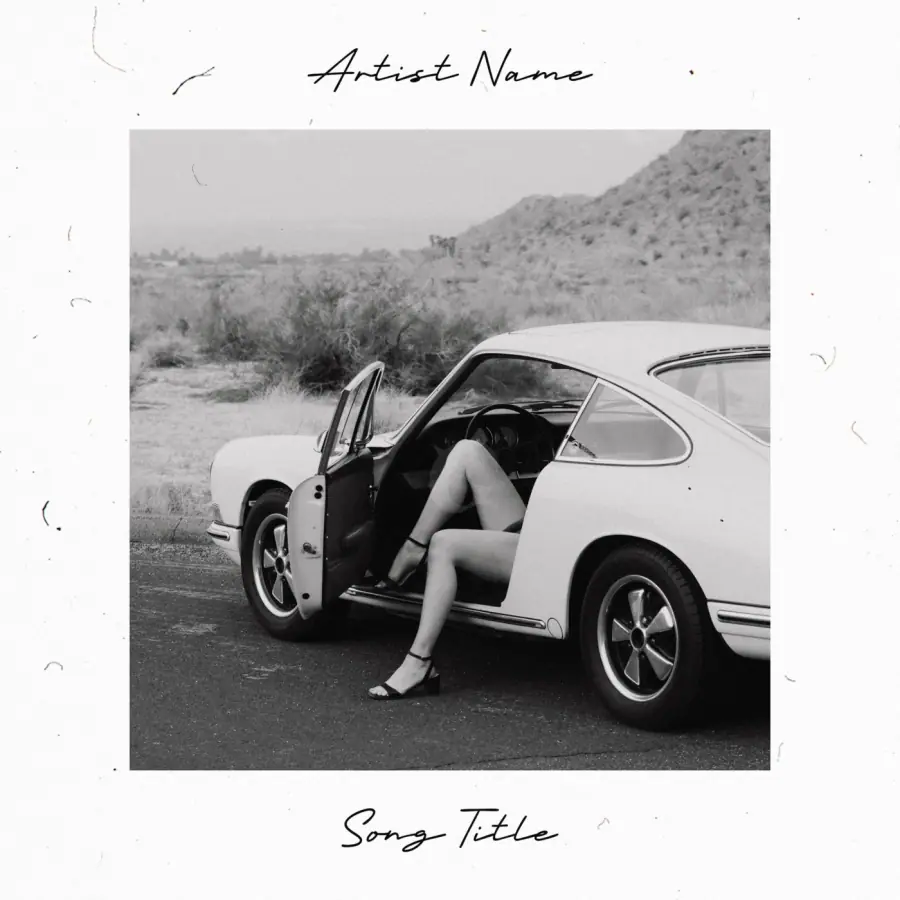 Premade cover art “Black Woman”: woman and car, black and white tones