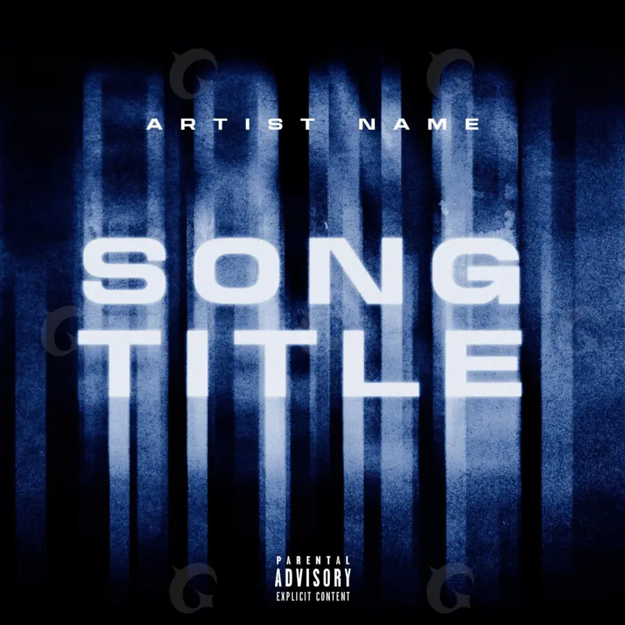 Music cover artwork “Blue Abstract”: abstract and lettering, blue tones
