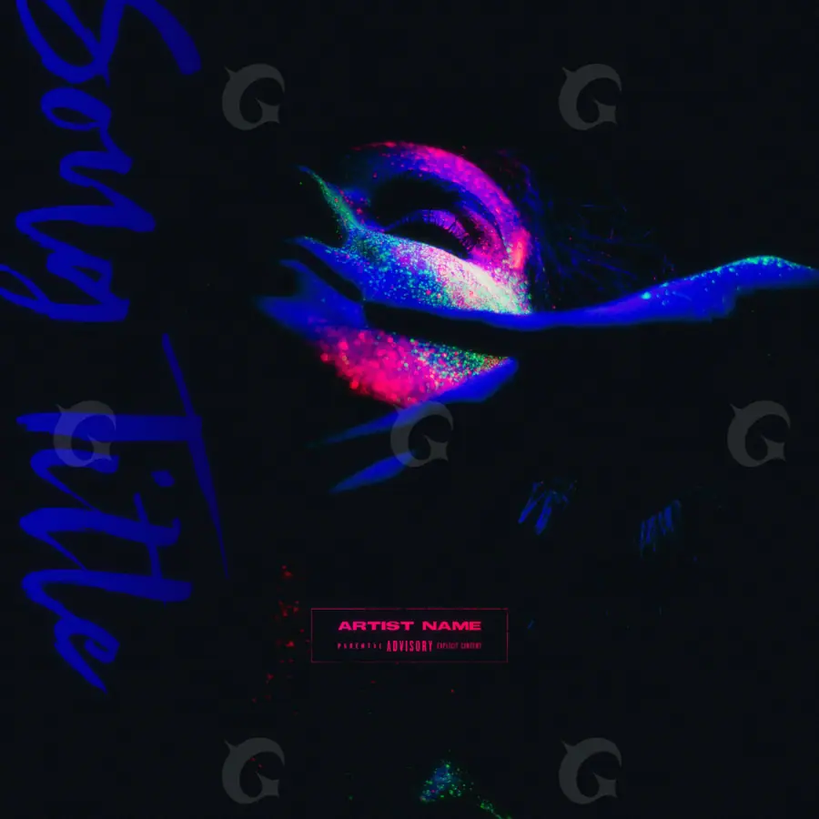 Готовая обложка для трека «Blue Abstract»: абстракция и типографика; палитра — синяя